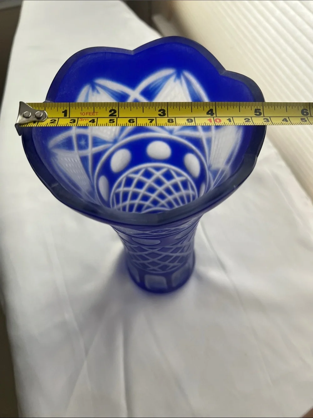 Cobalt Blue Cut Crystal Vase - Elegant Home Accent 9